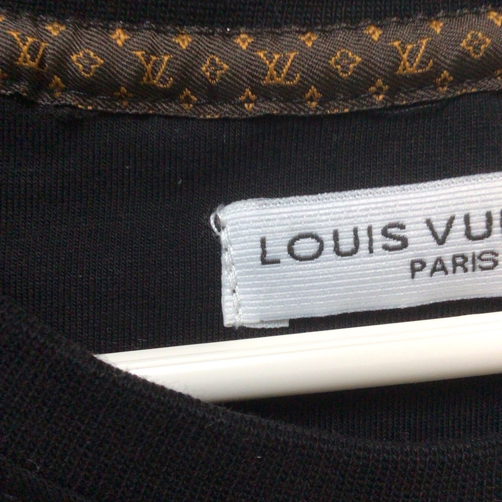 Louis Vuitton black logo women tunic top Supreme cotton, sz L - Picture 5 of 15